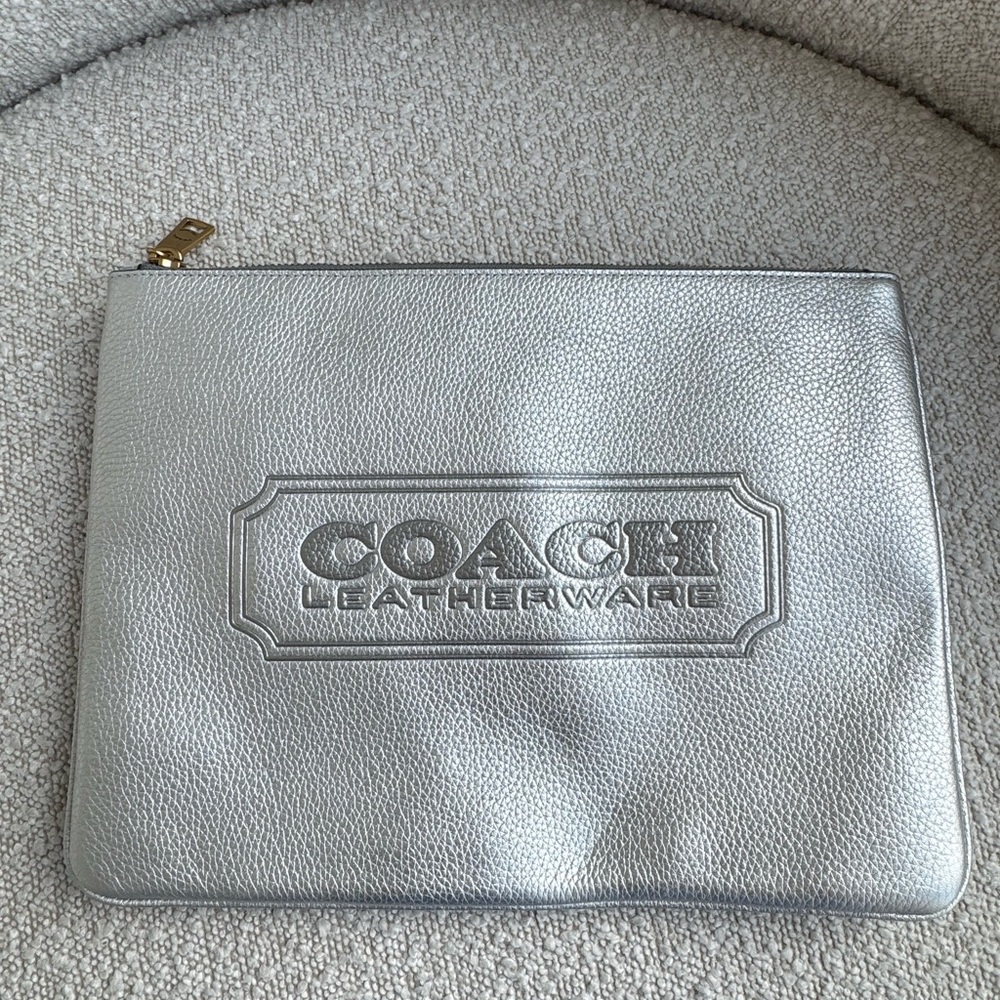 Coach Silver Leather Pouch - image 1